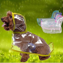 Küçük Irk Şeffaf Köpek Yağmurluğu Sarı - M